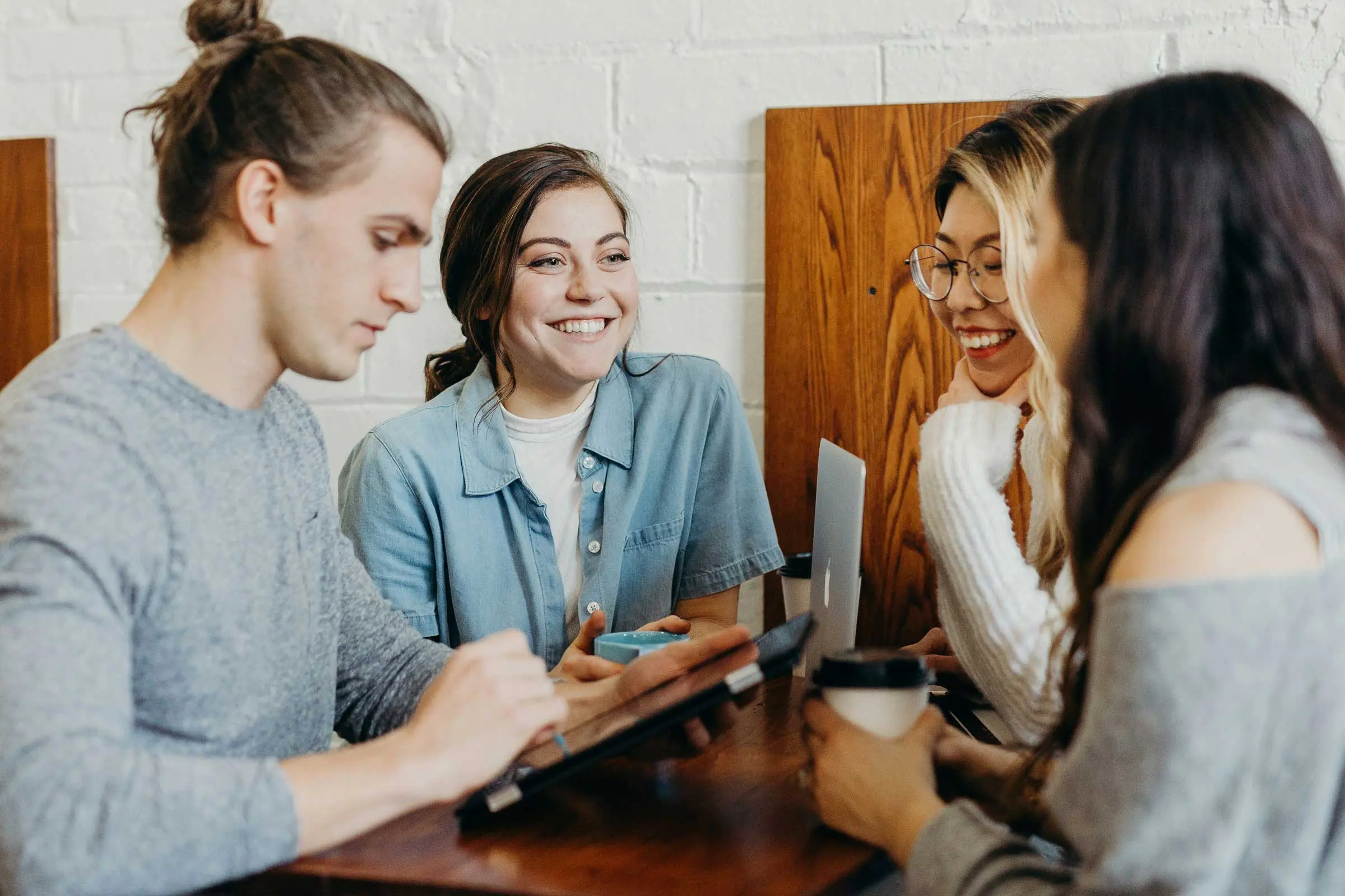 office workers meeting over coffee